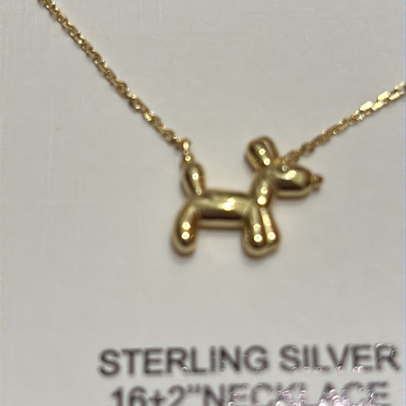 NIB Rachel Zoe Gold Balloon Dog Pendant Necklace - Picture 1 of 8